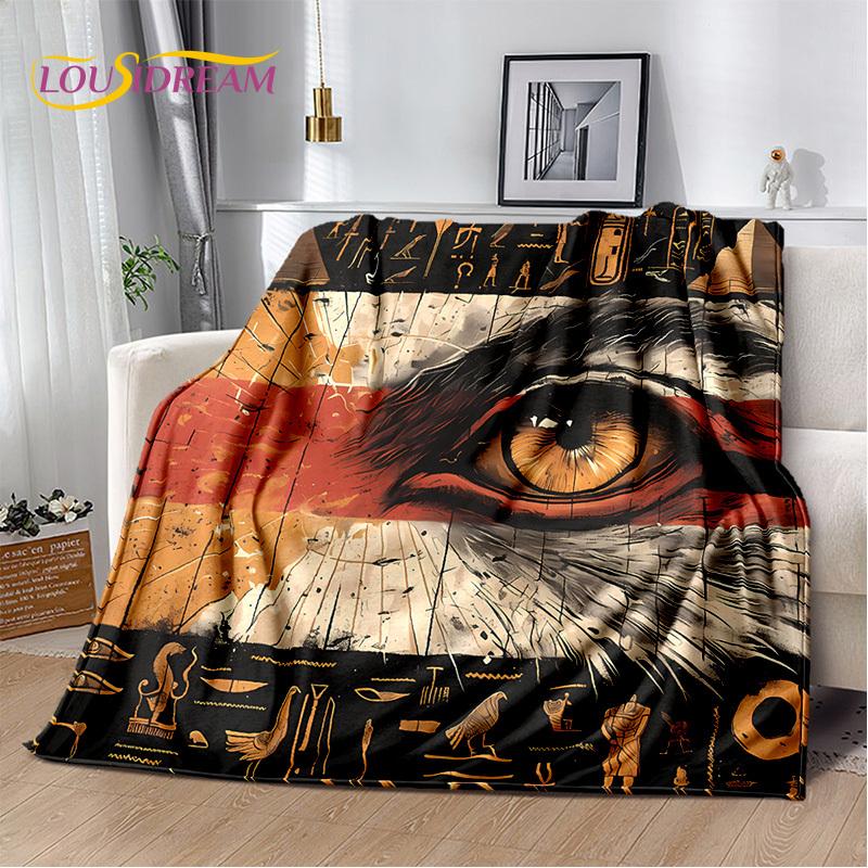 2025 Ancient Egypt Hieroglyphic Mythology Wall Painting Blanket,Soft Throw Blanket for Home Bedroom Bed Sofa Cover Child Gift