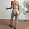 Cross-Border Hot-Selling Women's Rib Knit Heart Camisole Pajamas Set - Wearable Outdoors with Long Pants