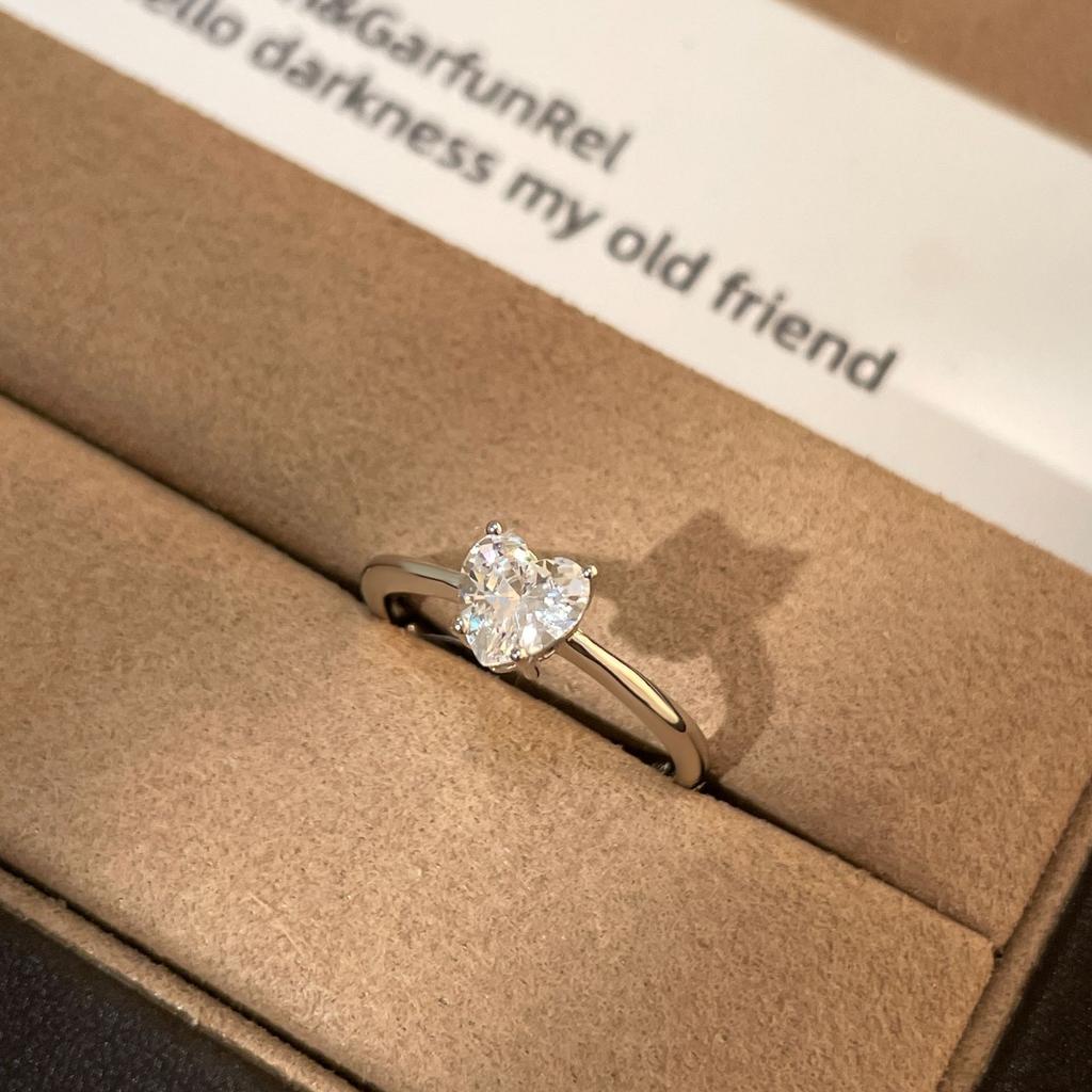 925 Sterling Silver Heart Cut CZ Solitaire Ring for Women Dainty Engagement Promise Ring Minimalist Fine Jewelry for Women