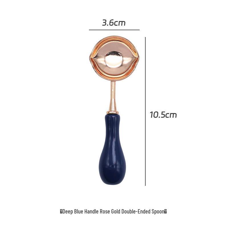 Double-Headed Wax Seal Spoon with Gold & Rose Gold Handles – Wax Melting Accessory for Sealing Stamp.