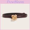 Womens Fashion Belt Pu Leather With Flower Snap For Casual Wear Spring