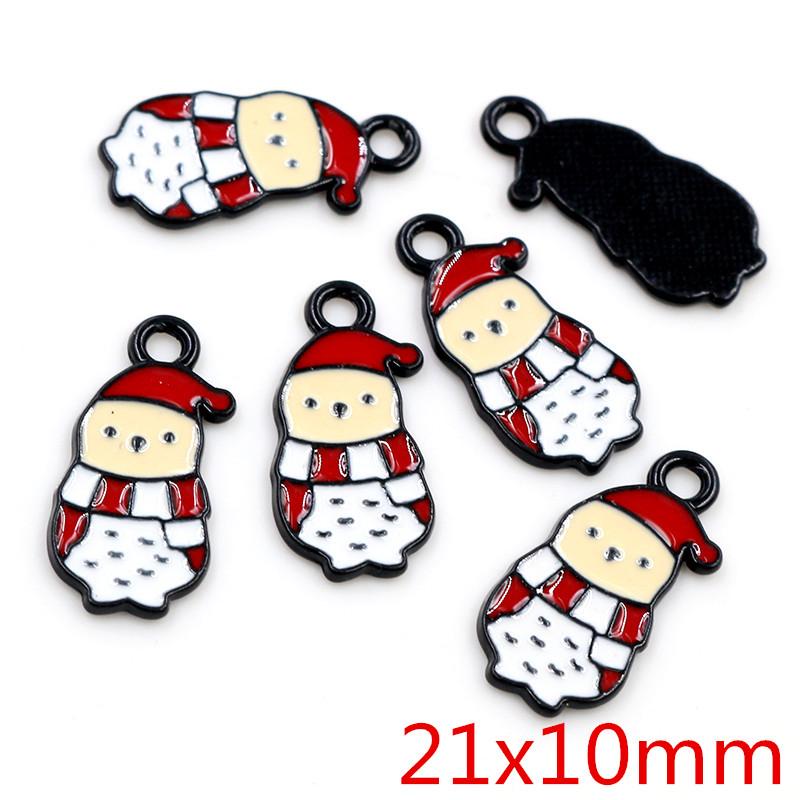 Fashion 10pcs Enamel Christmas Charm Pendant for Necklace Bracelet Earring Findings Alloy DIY Jewelry Making Supplies