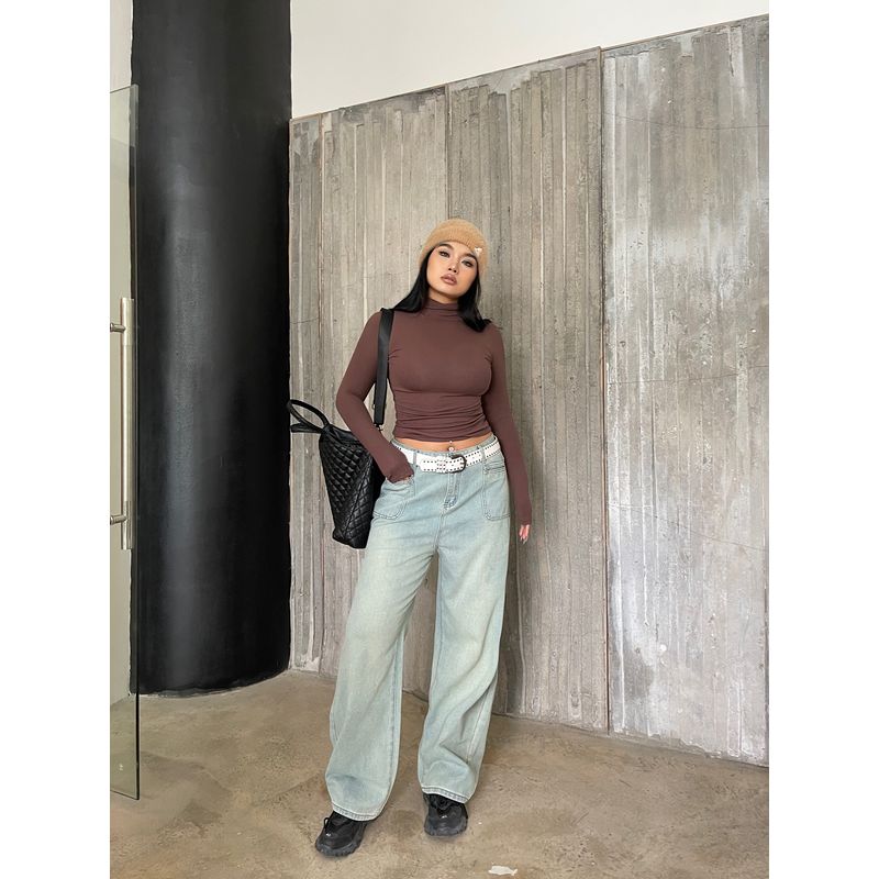 Nan Slightly Oversized Girls American High Waist Denim Female Fall and Winter New Arrival Plus Size Loose Slim Looking Straight Wide Leg Mop Pants