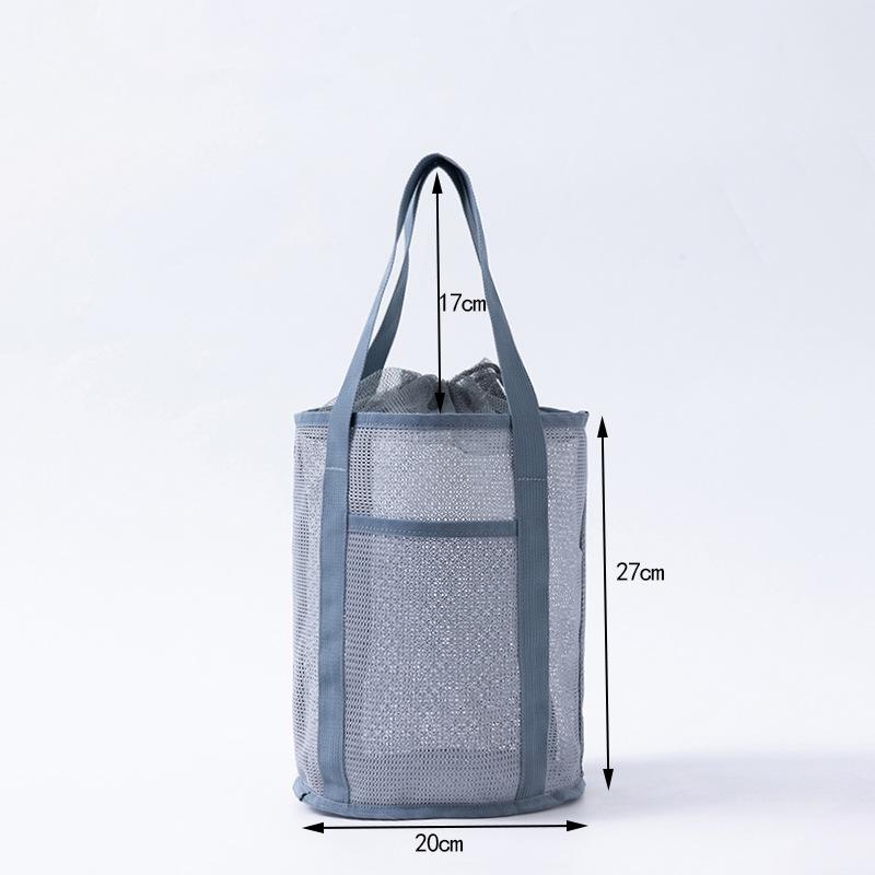 Korean Style Mesh Beach & Gym Bag - Casual, Hollow Design, Travel & Toiletry Storage