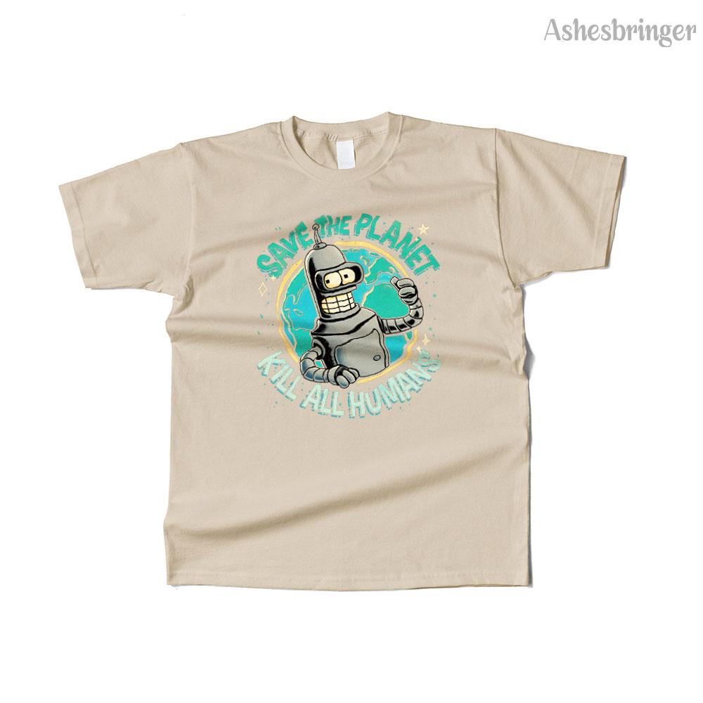 Pánské bavlněné tričko s grafickým potiskem Save the Planet, Kill All Humans, retro vtipné tričko ve streetovém ležérním stylu pro muže a ženy