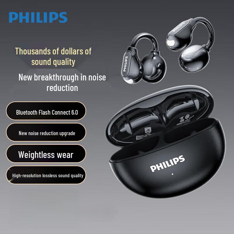 Philips TAQ3020 Ear-Clip Bone Conduction Bluetooth Headphones
