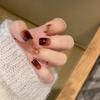 Red Brown Autumn/Winter Coffee Color Gradient Handmade Wearable Nails Model Y838 with Box and Tool Kit.