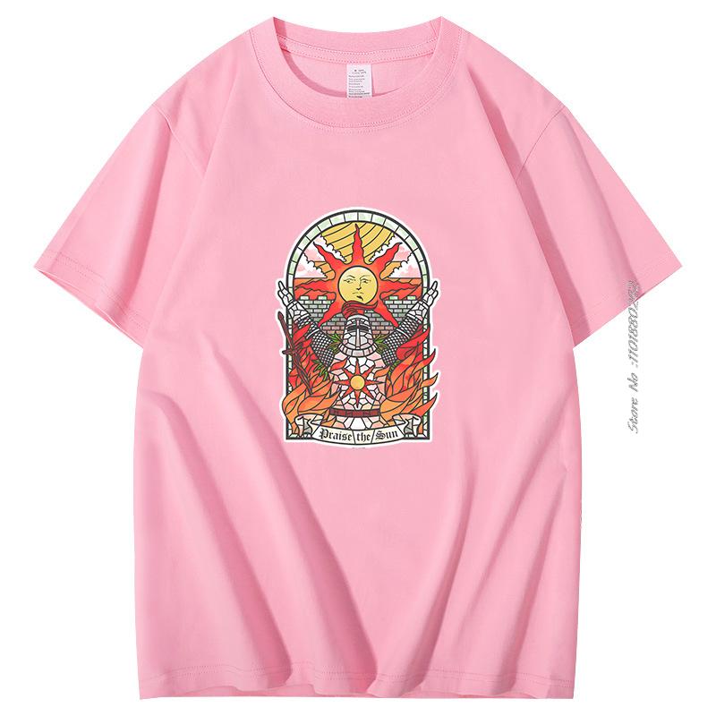Dark Souls 3 Church Of The Sun Graphic Tshirts Praise The Sun Youth Tees Harajuku Cotton Short Sleeve Tshirts Mens Clothes