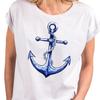 Anchor Shirt for Women with Print - Modern Casual Elegant Summer Tops for Women Short Sleeve Top Round Neck Cotton Large Sizes XS-5XL