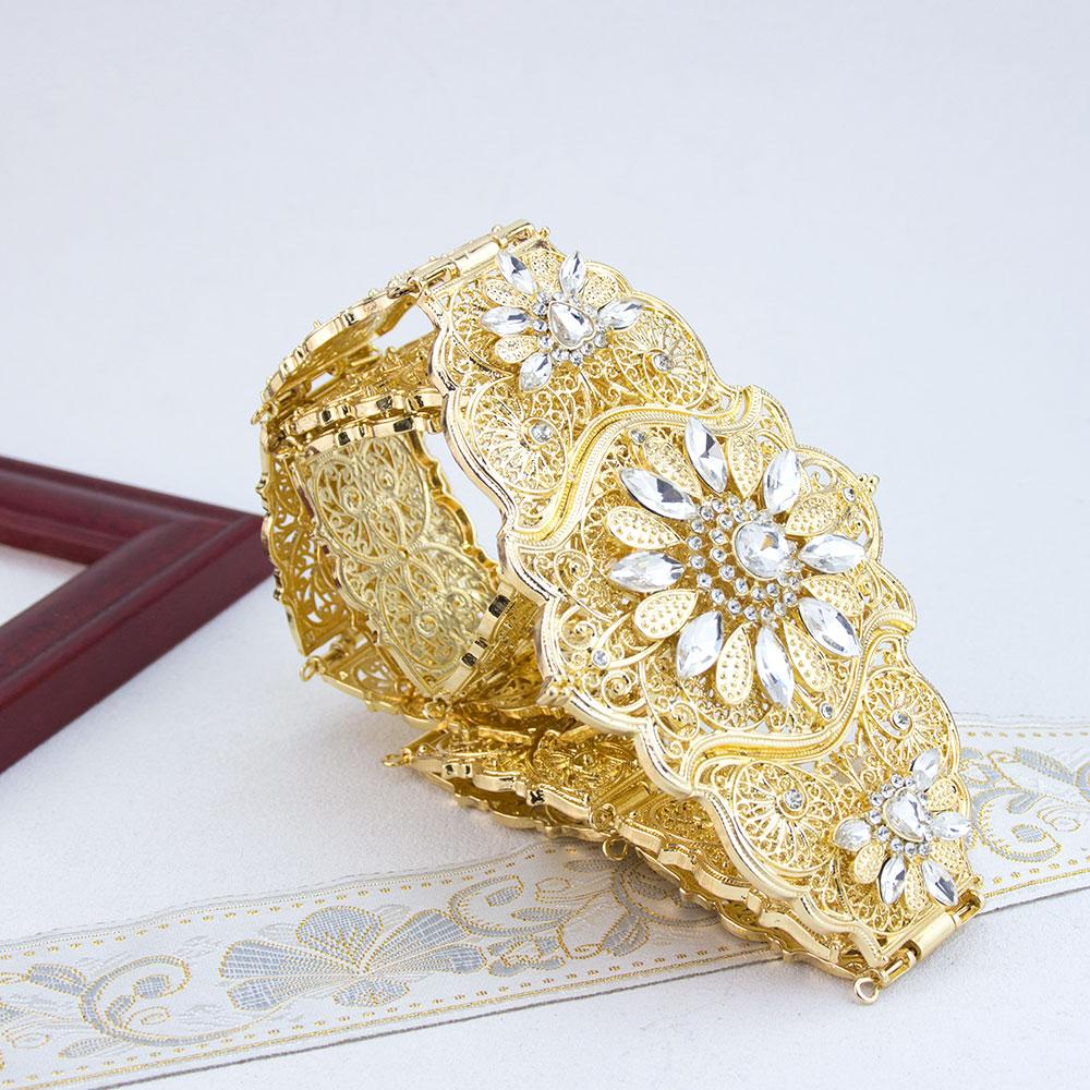 Vintage Turkish Caucasus Women Belt Gold Color Crystal Slavic Bridal Jewelry Adjustable Length
