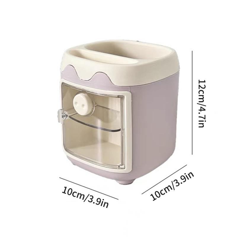1PC Desktop Storage Box Cartoon Cute Office Large Capacity Pencil Holder Student Stationery Multi-functional Makeup Brush