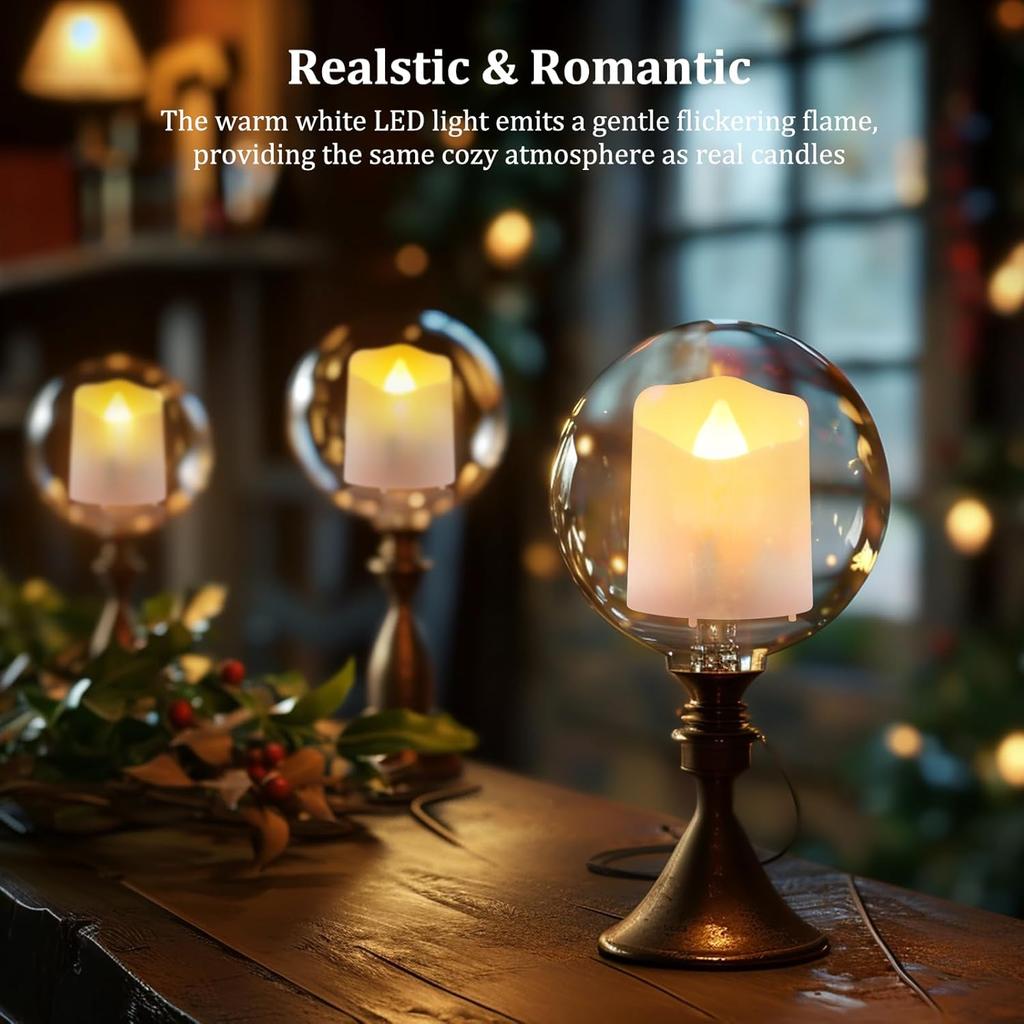 Rechargeable Tea Light Candles with Remote Realistic Flameless Flickering Tealight Electronic Candles for Halloween Christmas