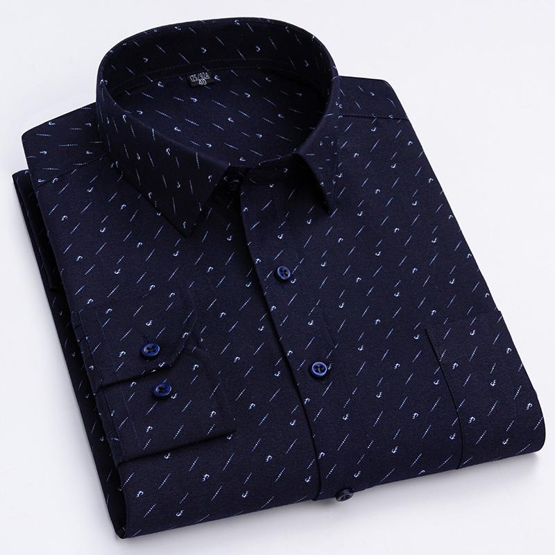 

Чоловічі сорочки з принтом із високим вмістом бавовни Повсякденні довгі рукави М’який чоловічий одяг для відпочинку XXL