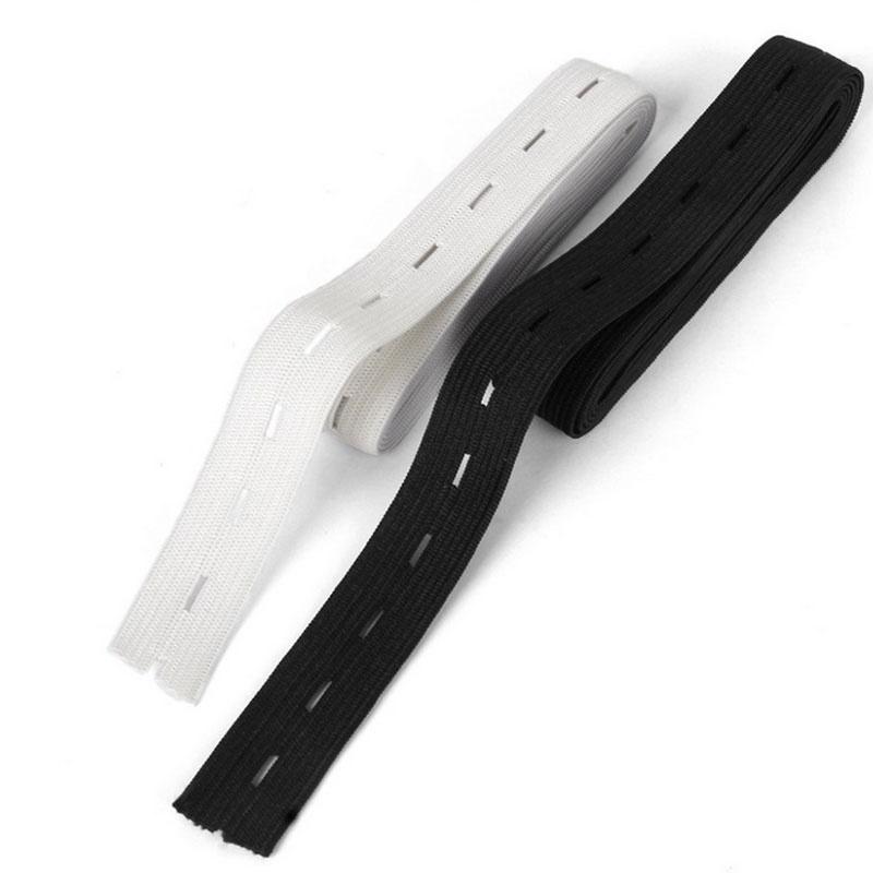 5PCS Sewing Knit Buttonhole Flat Elastic Bands 20mm White and Black