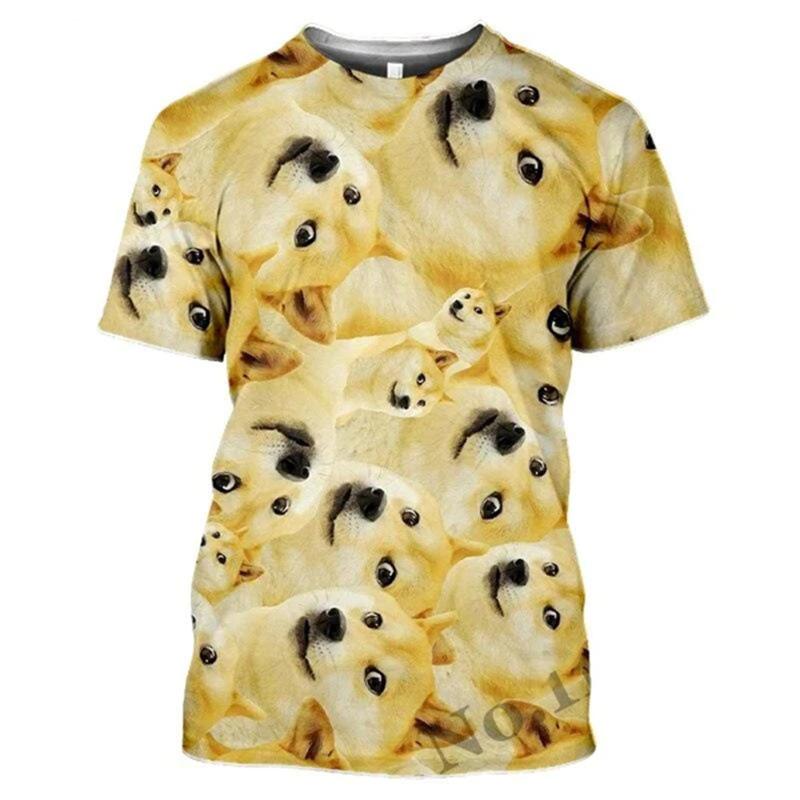 Lustiges Hunde-Emoji T-Shirt 3D-bedrucktes Hunde-Grafik T-Shirt Herrenbekleidung Hunde-Fan T-Shirt