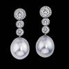 Sweet Little Luxury White Gold-Plated Copper Earrings with Zircon & Baroque Pearl for Women