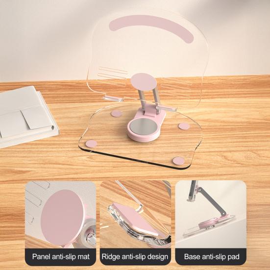 Soporte para Tablet de Acrílico Transparente Rotación de 360 Grados Altura Ajustable Soporte para Tablet Universal Plegable Soporte de Escritorio Accesorios para Tablet