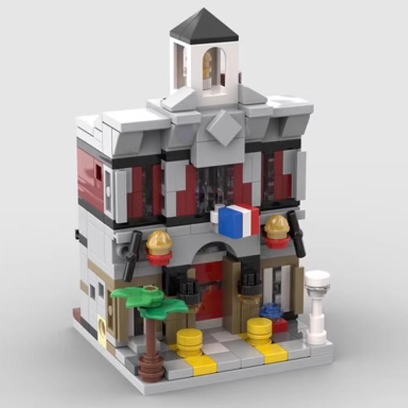 Building Block Compatible With 104289 Mini Fire Station, Mini City Street View Series, Small Particle Assembly