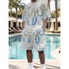 2026 Summer American Men's T-shirt Set for Outdoor Sports Fashion Casual Soft Breathable with 3D Graffiti Pattern Print