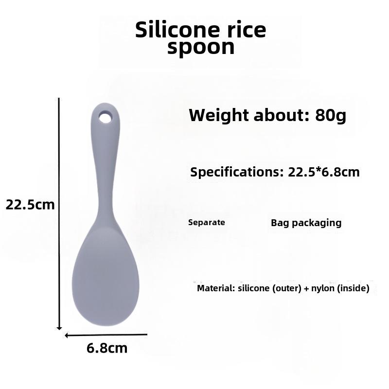 Cuillère à riz et spatule en silicone antiadhésif - Doux pour les casseroles, idéal pour remuer le riz - Ustensile de cuisine