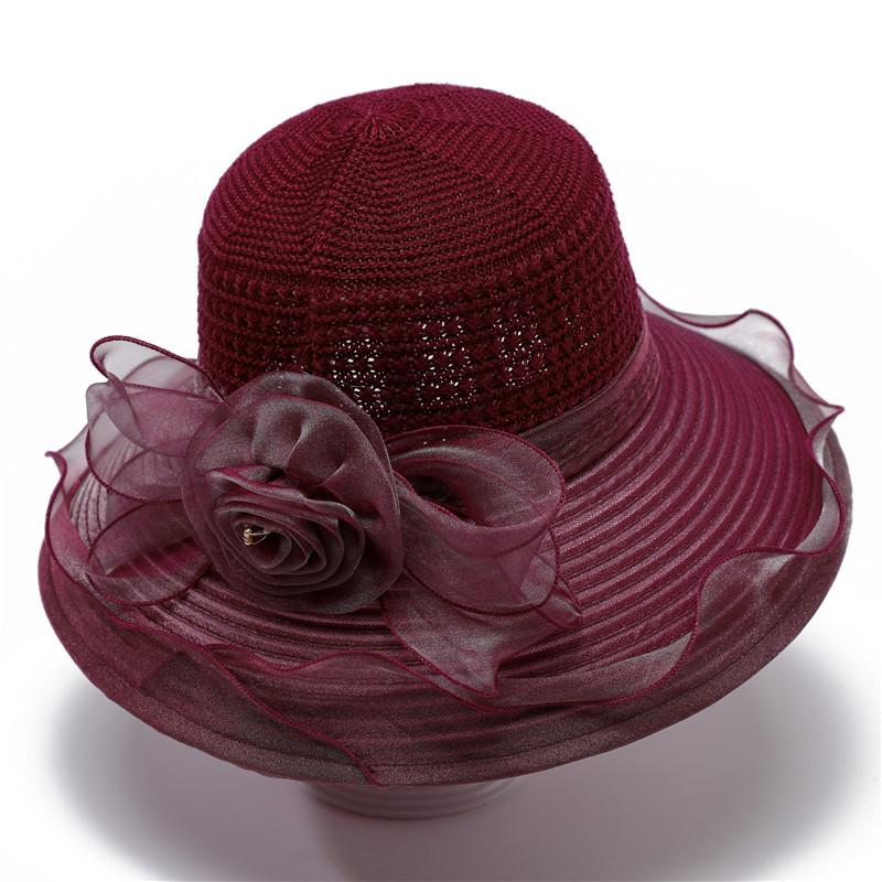 Frühlings- und Sommer-Organza-Hut Sonnenhut Damen Sonnenschutz Eimerhut UV-Schutz Blumen-Sonnenhut