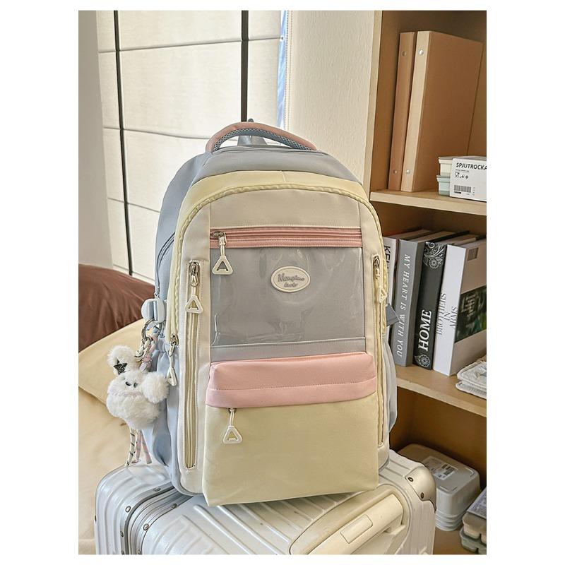 High value, fresh and sweet, contrasting color splicing backpack, casual and lightweight backpack for junior high school students