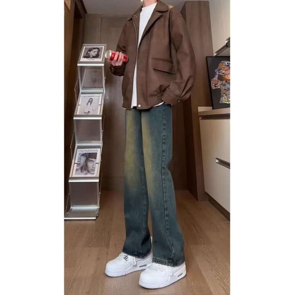 New daily trousers quality micro-pull jeans literary micro-elastic mid-waist lazy washed original simple