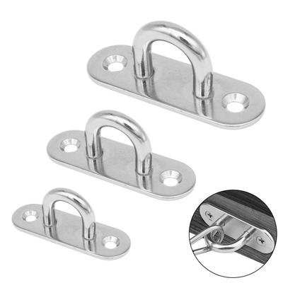 1Pc 304 Steel Stainless D Shape Boat Ceiling Hanger Ring Heavy Duty Oblong Eye Plate Pad Wall Mount U Hook Garage Hammock