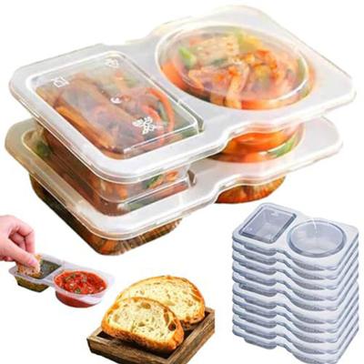 20-teiliger Gewürzbehälter, Gewürzbox mit zwei Fächern und Deckel, wiederverwendbarer Snackbehälter für Dips, Saucen