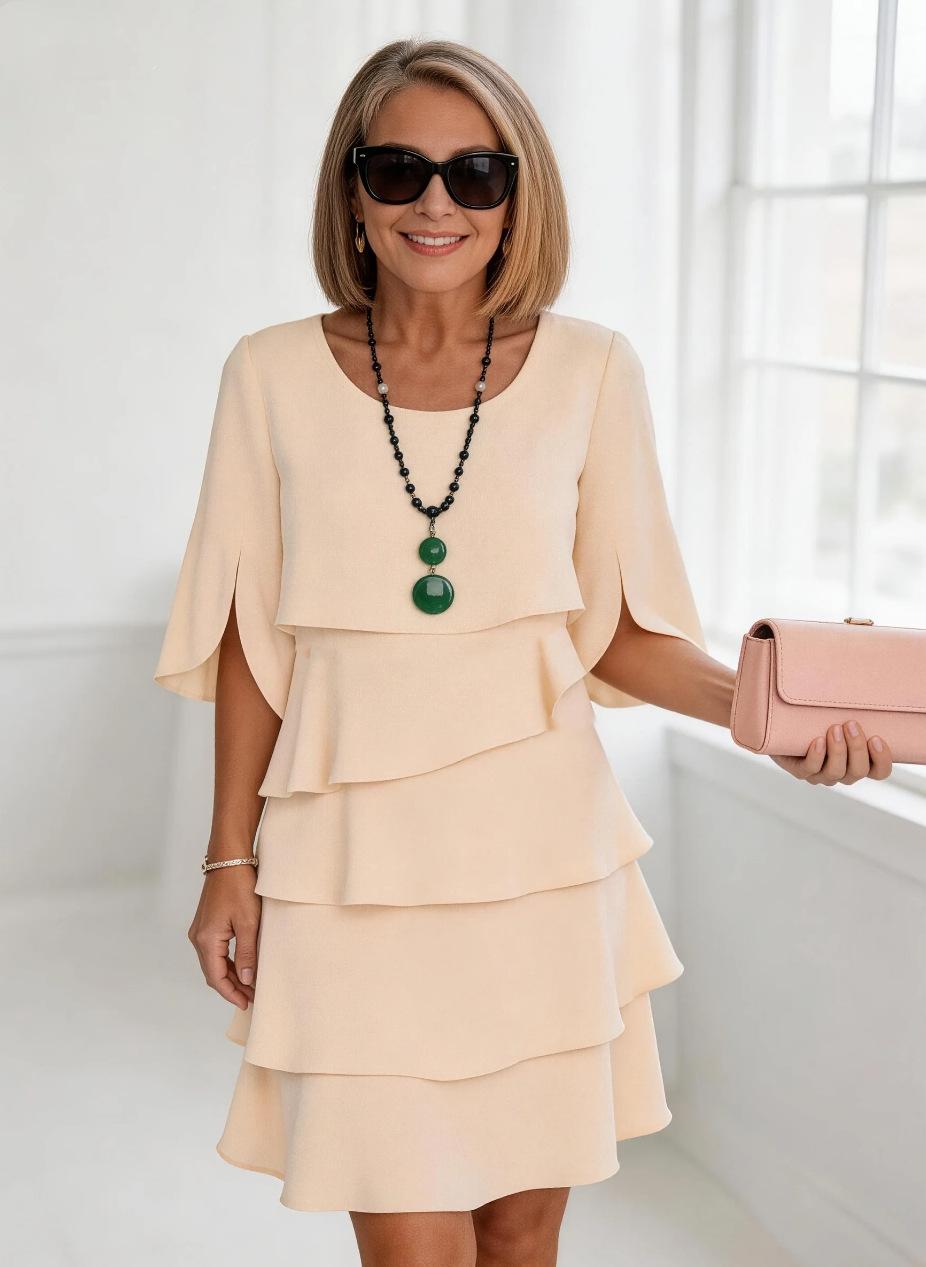 Spring and Summer Fashion Solid Color Round Neck Block Maxi Dress Women Clothing XXL