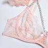 Metal Chain Lace Feather Lace Sexy Lingerie Women Thong Set of 3