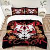 3pcs Anime Fox Mask Comforter Set with One Quilt Cover and Two Pillowcases (No Core) - Home Decor, Festival Gift, Polyester Fabric, Anime Cartoon Desi