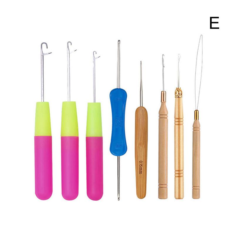 

5/7/8/9 шт. набор крючков с изогнутой защелкой, игла для вязания крючком, инструмент для дредов, крючки для вязания, инструмент для наращивания волос, инструмент для плетения