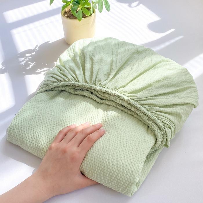 

Solid Color Bed Hats Made of Puffon Yarn for Spring/Summer 2025 Skin-friendly Breathable Mattress Cover with Elastic Bedspread 48x74cm 2 pillowcase