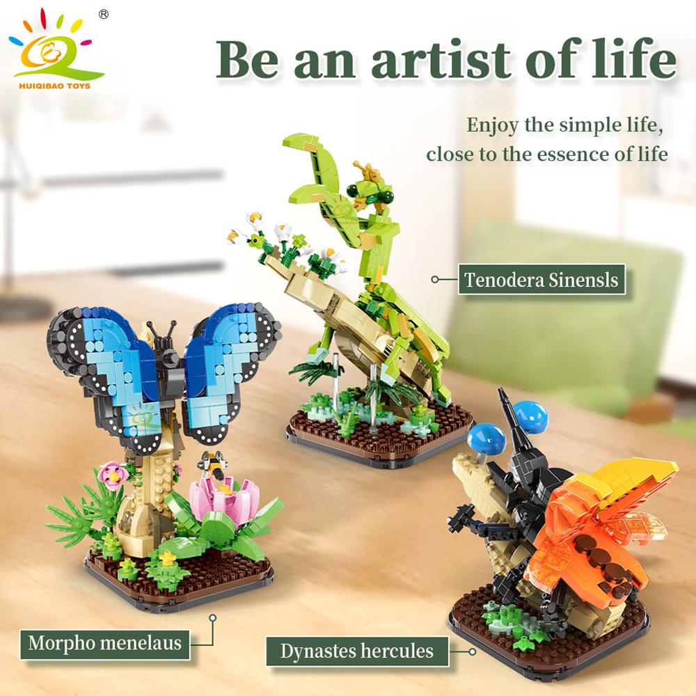 Moc Insect Flower Model Building Block Butterfly Plant Decoration City Construction Toy Kids Adult DIY Romantic Gift