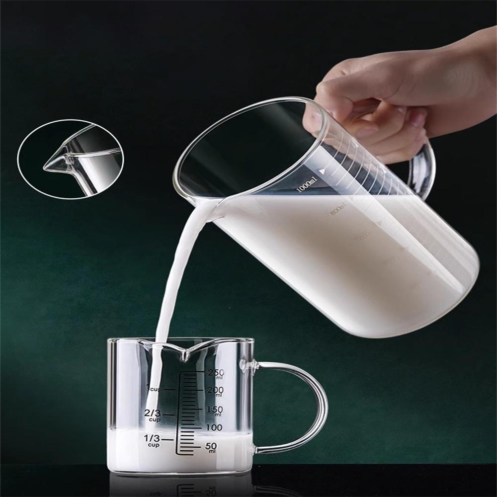250/350/500/1000ml Glass Measuring Cup With Handle 1pc High Borosilicate Glass Milk Coffe Measuring Mug Heat-resistant Cup