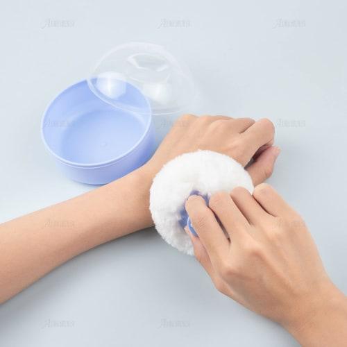 AUEAR Body Cosmetic Puff Sponge Box Case Container, Set of 2, 3.74x2.95 Inches, for After-Bath Use