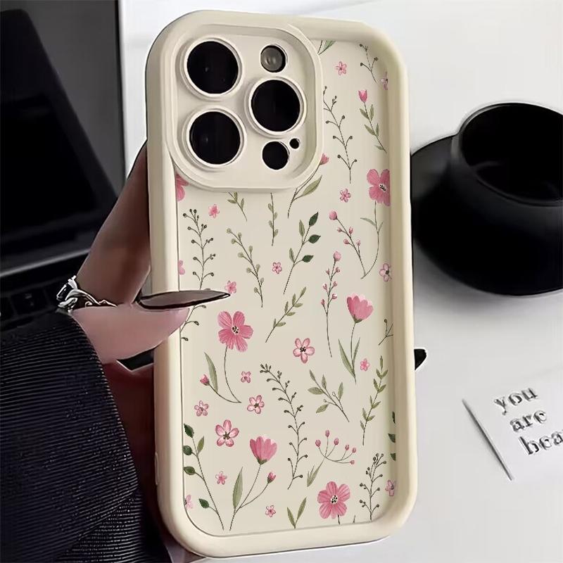 Phone Case Flower and Grass Patterns Print For iPhone 17 16 Pro Max 11 13 12 14 15 8 7 Plus XS XR X 16E 17E Shockproof TPU Cover