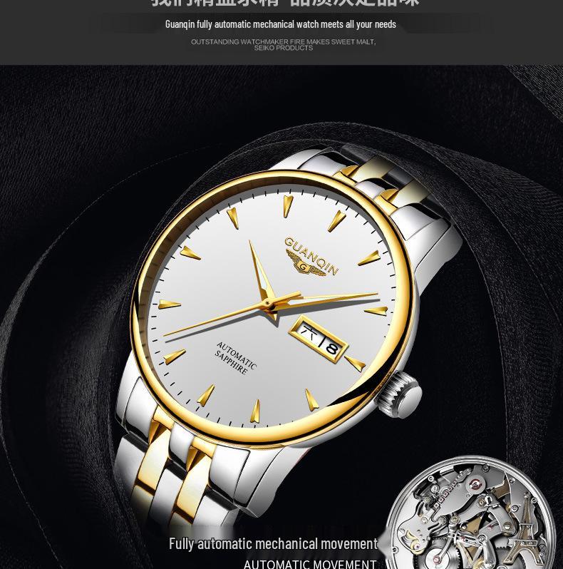 Montre Mécanique Suisse Haut de Gamme pour Homme avec Bracelet en Acier, Double Date, Conception Étanche - Nouveau Style Business Authentique