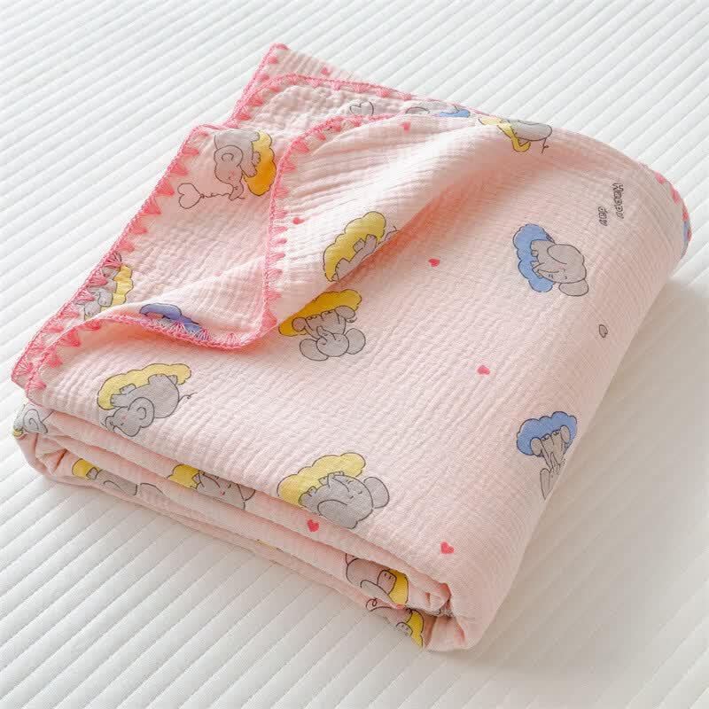 OLOEY Good Night Elephant Double Layer Gauze Blanket