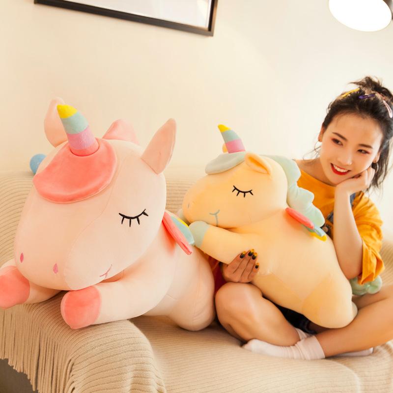 Cute unicorn doll throw pillow plush toy rag doll girl bed sleeping pinch doll birthday gift
