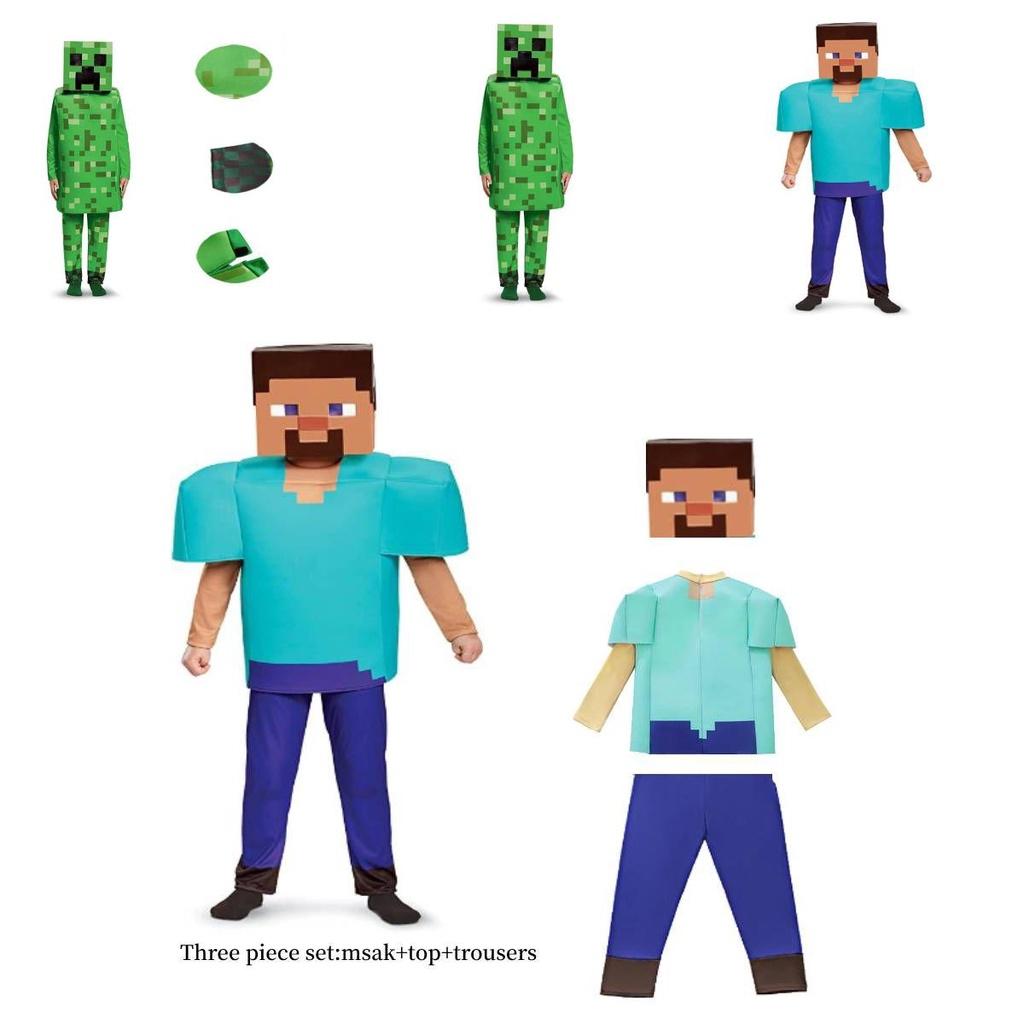 Halloween Minecraft Creeper Kostuum Set Voor Kinderen 3 Delige Cosplay Set