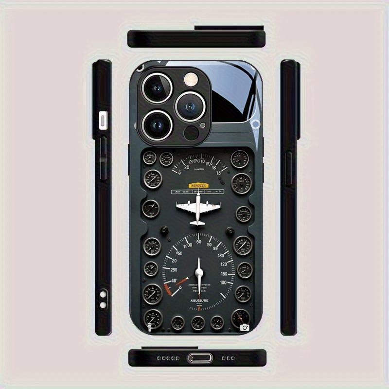 Retro-Flugzeug-Element-Muster Handyhülle Für Samsung Galaxy S25 S24 S23 Ultra Plus FE Gehärtetes Glas Schwarze Hartschale