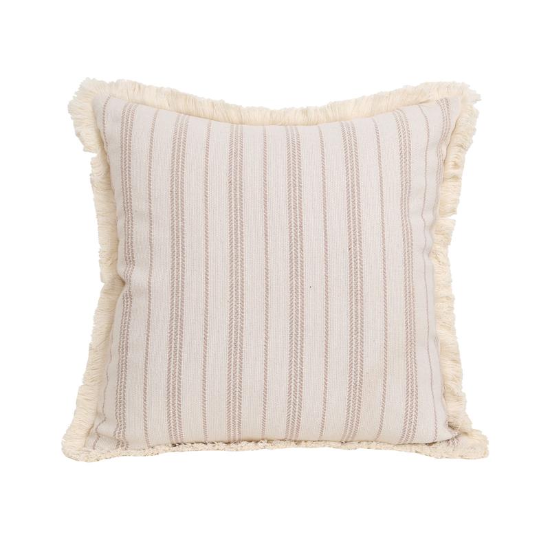 1Pc Striped Jacquard Throw Pillow Case, Retro Geometric Cushion Case with Tassels, Room Decor Party Decor, No Pillow Insert