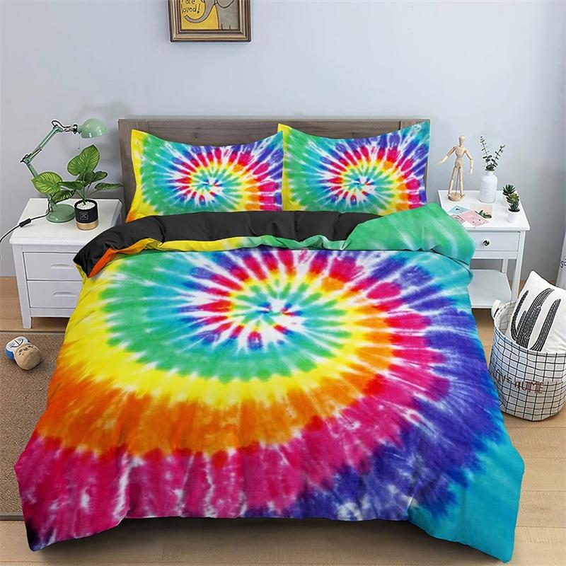 Rainbow Printing Bedding Set Colorful Stripe Soft,Comfortable and Breathable Comforter Cover King Queen Size Bedclothes Set 3pcs