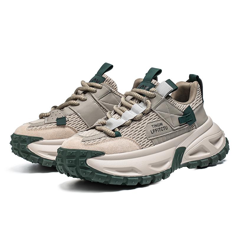 Chunky Sneakers Men Designer Retro Sport Shoes Fashion Casual Leather Fabric Breathable Height Increased Flat Platform Gym Shoes