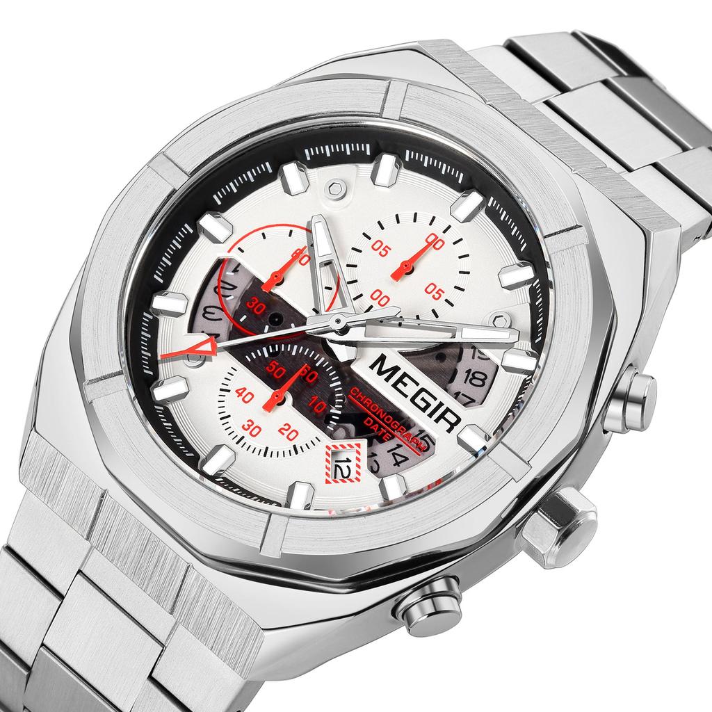 MEGIR Quartz Watches for Men Luxury Casual Business Wristwatch with Chronograph Waterproof Luminous Auto Date Reloj Hombre 2225