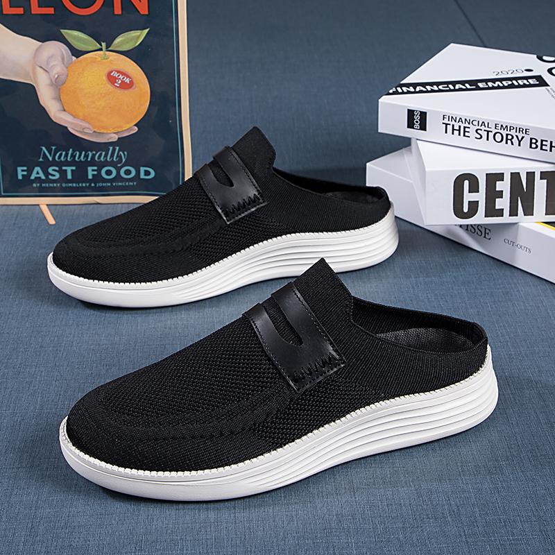 

TUINANLE Мужская вулканизированная обувь, дышащие сандалии без шнуровки, кроссовки, черная повседневная мужская обувь 48 чёрный