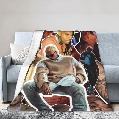 Chris Brown Collage Soft Warm Plush Throw Blanket for Kids Couch Chair Sofa Bed Flannel Bedspread Cover