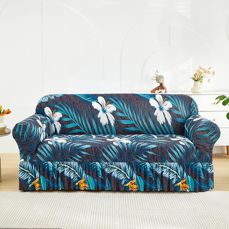 1pc Stretch Sofa Slipcover Non-slip Sofa Cover With Skirt Geometry Couch Cover for Bedroom Office Living Room Home Decor